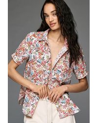 Pilcro - The Aly Puff-Sleeve Blouse By - Lyst