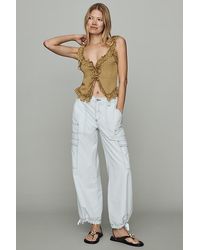 By Anthropologie - Linen-Cotton High Rise Wide-Leg Utility Trousers - Lyst