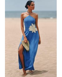 Celandine - Linen Halter Side-Slit Maxi Dress - Lyst