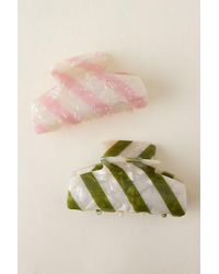 By Anthropologie - Stripe Resin Hair Claw Clips, Set Of 2 - Lyst