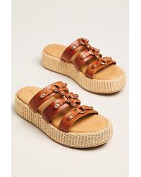 By Anthropologie - Leather Gladiator Slide Sandals - Lyst