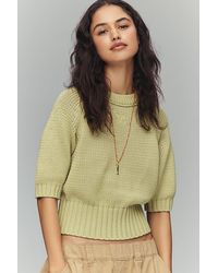 Maeve - Elbow-Sleeve Cotton-Blend Crew Jumper - Lyst