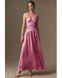 Mare Mare - Halter Satin Maxi Dress - Lyst