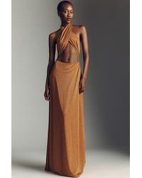AFRM - Kendrick Sparkle Cross-Front Halter Maxi Dress - Lyst