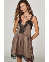 By Anthropologie - Lace-Trim Mini Slip Dress - Lyst