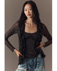Maeve - Lace-Trim Sheer Cardigan - Lyst