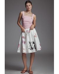Maeve - The Jacie Poplin Printed Knee-Length Skirt By Danielle Kroll Edition - Lyst