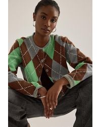 ALIGNE - Aggie Merino Argyle Fuzzy Cardigan - Lyst