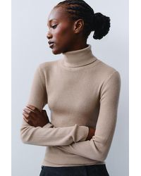 Maeve - 100% Cashmere Ribbed Turtleneck Top - Lyst