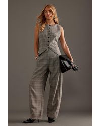 By Anthropologie - Aiden Check Barrel Trousers - Lyst