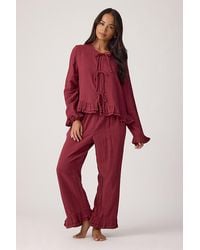 TBCo - Tie-Front 100% Cotton Long Pyjama Set - Lyst