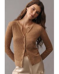 By Anthropologie - Juliet Pointelle Long-Sleeve Cotton-Blend Cardigan - Lyst