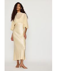 By Anthropologie - Casey Cape Overlay Satin Midi Dress - Lyst