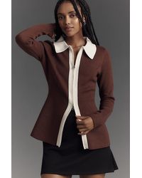 ALIGNE - Isobel Knitted Long-Sleeve Collared Top - Lyst