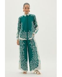 By Anthropologie - Silky Printed Wide-Leg Trousers - Lyst