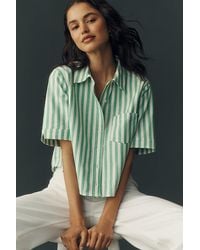 Maeve - Merritt Short-Sleeve Cropped Buttondown Shirt By - Lyst