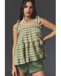 Maeve - Sleeveless Square-neck Frill Tiered Top - Lyst