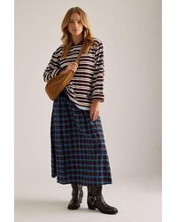 By Anthropologie - Asymmetric Ruffle Check Midi Skirt - Lyst