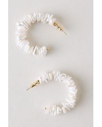 By Anthropologie - Pearl & Shell Hoop Earrings - Lyst