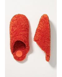 Anthropologie Plush Faux-fur Slippers - Orange