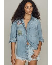 Pilcro - Long-Sleeve Embroidered Icon Denim Buttondown Shirt - Lyst