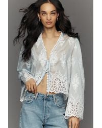 By Anthropologie - Lace Tie-Front Top - Lyst