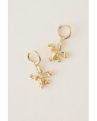By Anthropologie - Plated Floral Huggie Hoop Earrings - Lyst