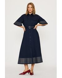 Exquise - Short-Sleeve Belted Midi Shirt Dress - Lyst