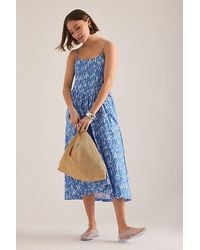Maeve - Sleeveless Square-Neck Drop-Waist Midi Dress - Lyst