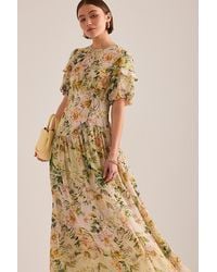 By Anthropologie - Fifi Floral Puff-Sleeve Maxi Dress - Lyst