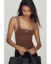 Maeve - Square-Neck Logo Knit Tank Top - Lyst