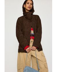 By Anthropologie - Suede Funnel-Neck Jacket - Lyst
