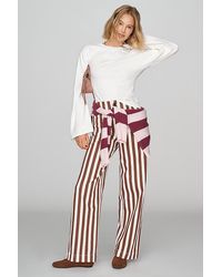 Maeve - The Colette Striped Full-Length Wide-Leg Trousers By - Lyst