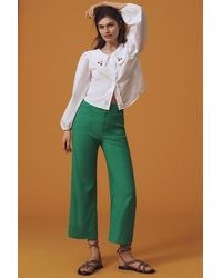 Maeve - The Colette Cropped Wide-Leg Trousers By Linen Edition - Lyst