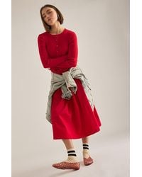 Maeve - Long-Sleeve Twofer Cardigan Midi Dress - Lyst