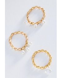 By Anthropologie - Crystal Stretch Rings, Set Of 3 - Lyst