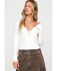 Pilcro - Ribbed Long-Sleeve Henley Top - Lyst