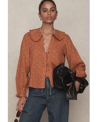 Pilcro - The Keira Collared Button-front Blouse By : Long-sleeve Edition - Lyst