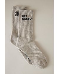 soxygen - Get Comfy Slogan Organic Cotton Ribbed Crew Socks - Lyst