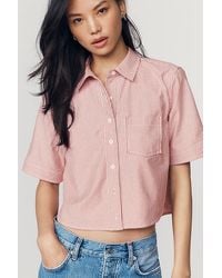 Maeve - Merritt Short-Sleeve Cropped Buttondown Shirt By - Lyst