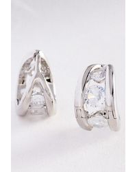 By Anthropologie - Split Crystal Huggie Hoop Earrings - Lyst