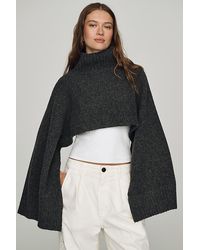 By Anthropologie - Funnel-Neck Cropped Shrug Poncho - Lyst