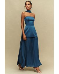 Mare Mare - Natalie Strapless Stretch Satin Chiffon Maxi Dress - Lyst
