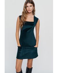 Maeve - Velvet Square Neck Mini Dress - Lyst