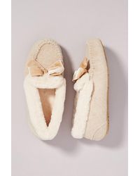 Anthropologie Devin Bow Moc Slippers - Natural