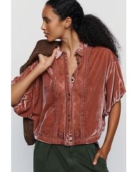 Pilcro - Quincy Velvet Lace Blouse By - Lyst