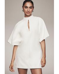 Maeve - Short-Sleeve Mock-Neck Shift Mini Dress - Lyst
