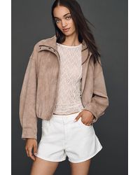 Maeve - Faux-Suede Funnel-Neck Jacket - Lyst
