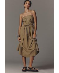 by anthropologie asymmetrical linen maxi dress Farm Rio x Anthropologie Asymmetric Linen Blend Dress