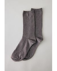 By Anthropologie - Metallic Ribbed Trouser Socks - Lyst